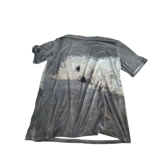 White Dog Graphic T-Shirt Large Gray Short Sleeve Casual Tee Unisex Streetwear - Picture 4 of 6